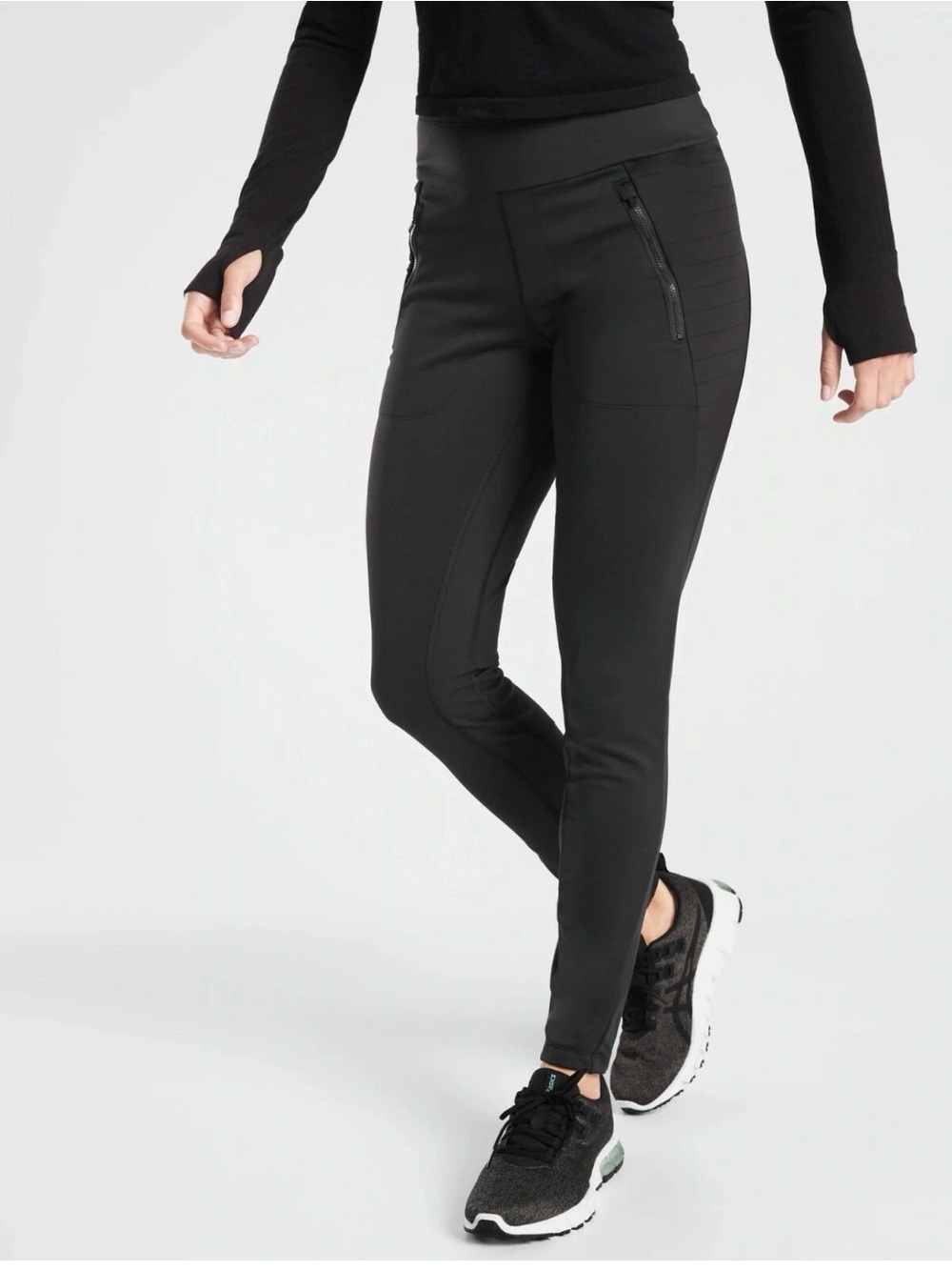 Athleta Peak Hybrid Fleece Tight Black M Tall High Rise Running Leggings 511126